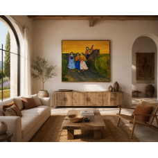 “Gypsies in the Field” – Original Oil Painting by Marina Stognieva | 120 × 100 cm | 2019